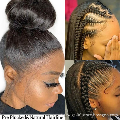 Yeswigs Natural 1b Color Brazilian Human Hair Lace Front Wig 360 Straight Wave Virgin Hair Cuticle Aligned 360 Lace Frontal Wig